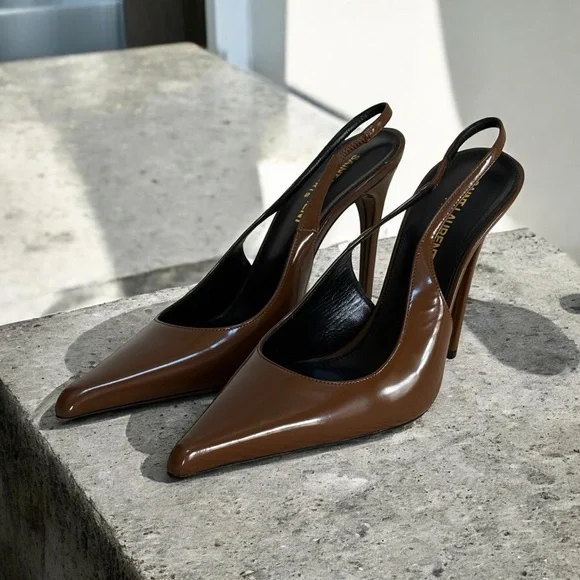 Authentic Saint Laurent Vendome Brown Patent Leather Slingback Heels! COA! - Picture 16 of 16